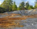 Tailings from pyrite mining at abandoned open cast copper mine