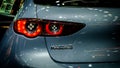The taillight of Mazda 3 Fastback Skyactive G showcase at Thailand Motor Expo 2019