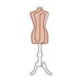 Tailor dummy continuous line vector illustration. Dressmaker mannequin.