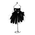 Tailor dummy fashion icon on white background. Atelier, designer, constructor, dressmaker object. Black Couture symbol, silhouette