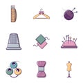 Tailor icons set, flat style