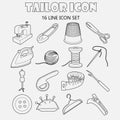 Tailor icons set , outline style