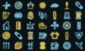 Tailor icons set vector neon