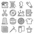 Tailor and Knitting Sewing Icons Set. Vector
