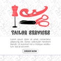 Tailor services banner template for websites vector illustration