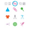 Tailor, sewing and embroidery icons. Scissors. Royalty Free Stock Photo