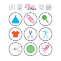 Tailor, sewing and embroidery icons. Scissors. Royalty Free Stock Photo