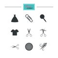 Tailor, sewing and embroidery icons. Scissors. Royalty Free Stock Photo