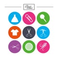 Tailor, sewing and embroidery icons. Scissors. Royalty Free Stock Photo