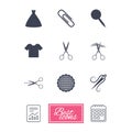 Tailor, sewing and embroidery icons. Scissors. Royalty Free Stock Photo