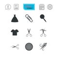 Tailor, sewing and embroidery icons. Scissors. Royalty Free Stock Photo