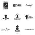 Tailor, sewing, handmade logo or emblem. Vector illustration.