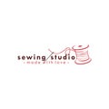 Tailor Sewing Vintage Logo, Needle and Yarn, Fashion Retro Simple Logo, Sign, Icon Vector Design