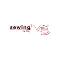 Tailor Sewing Vintage Logo, Needle and Yarn, Fashion Retro Simple Logo, Sign, Icon Vector Design