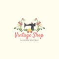 Tailor Sewing Vintage, Woman Fashion, Floral, Lettering, Typography, Retro Logo