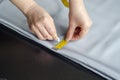 Tailor Sews a Dress 2 Royalty Free Stock Photo