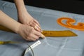 Tailor Sews a Dress 2 Royalty Free Stock Photo