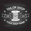 Tailor shop badge. Vector. Concept for shirt, print, stamp label or tee. Vintage typography design with sewing needle Royalty Free Stock Photo