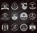 Tailor shop chalkboard labels icons set Royalty Free Stock Photo