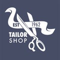 Tailor shop isolated icon scissors and ribbon handmade clothes