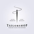 Tailor shop logo, single needle vector illustration design