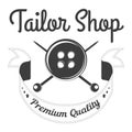 Tailor shop of premium quality isolated monochrome logotype