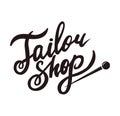Tailor shop promo black logotype with sharp pin