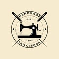 Tailor vector badge logo. Sewing machine logo template Royalty Free Stock Photo