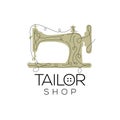 Tailor vector logo. Sewing machine logo template. Fashion logo. Sewing machine vector icon