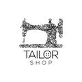 Tailor vector logo. Sewing machine logo template. Fashion logo. Sewing machine vector icon