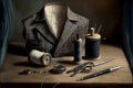 Tailor work profession illustration acryl painting. AI generated Royalty Free Stock Photo