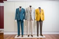 tailored suits on boutique mannequins for men