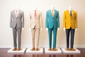 tailored suits on boutique mannequins for men Royalty Free Stock Photo