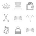 Tailoring icons set, outline style