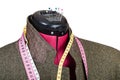 Tailoring of man tweed jacket on dummy