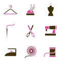 Tailoring object icon set vector