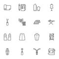 Tailoring, sewing line icons set