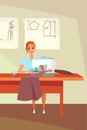 Tailoring workshop flat vector illustration