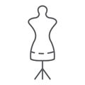 Tailors dummy thin line icon, dressmaker and tailor, mannequin sign, vector graphics, a linear pattern on a white