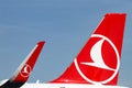 Tailplane of Turkish Airlines Airplane Royalty Free Stock Photo