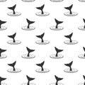 Tails of whales seamless graphic pattern