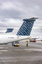 Tails of Porter planes at Billy Bishop Airport - De Havilland Canada DHC-8-400 turboprop aircraft