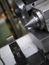 The tailstock of a lathe. Processing of parts. Manufacturing equipment