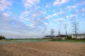 Tainan Liujia Linfengying, Taiwan - January 26, 2018: Linfengying farm in winter and surrounded with paddy field, taxodium distich Royalty Free Stock Photo