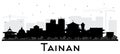 Tainan Taiwan City Skyline Silhouette with Black Buildings Isolated on White