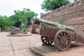 Ancient Cannons at Anping Old Fort Fort Zeelandia in Tainan, Taiwan. was a fortress built over ten years from 1624 to 1634 Royalty Free Stock Photo