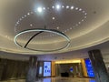 Taipa Cotai Resorts Macau City of Dreams COD Hotel Hallway Cool Lighting Oval Ambience Chandelier Lamp led Lights Interior Design