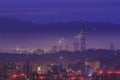 The Taipei basin with the famous 101 builiding before sunrise ti Royalty Free Stock Photo