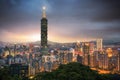 Taipei 101 building and Taipei city at evening Royalty Free Stock Photo