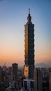 Taipei 101 building Taiwan city view panoramic sunset in tajpej landscape metropolitan Royalty Free Stock Photo